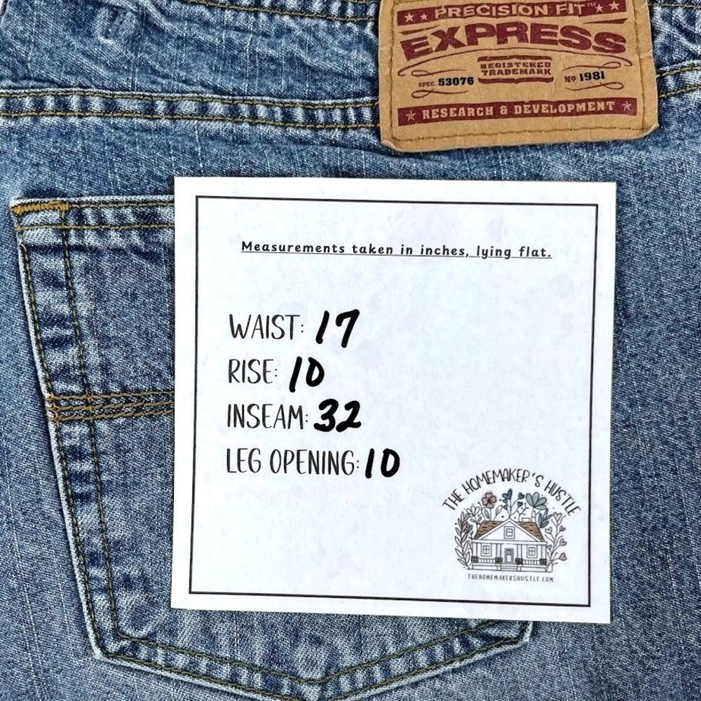 Y2K 90s Express Hipster Flared Jeans Women's 13/14L Button Fly Blue Denim Hippie - Picture 6 of 8